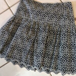 Express Black and White Patterned Skater Skirt